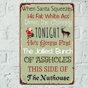 Vintage Inspired Tin Wall Sign 'The Nuthouse'